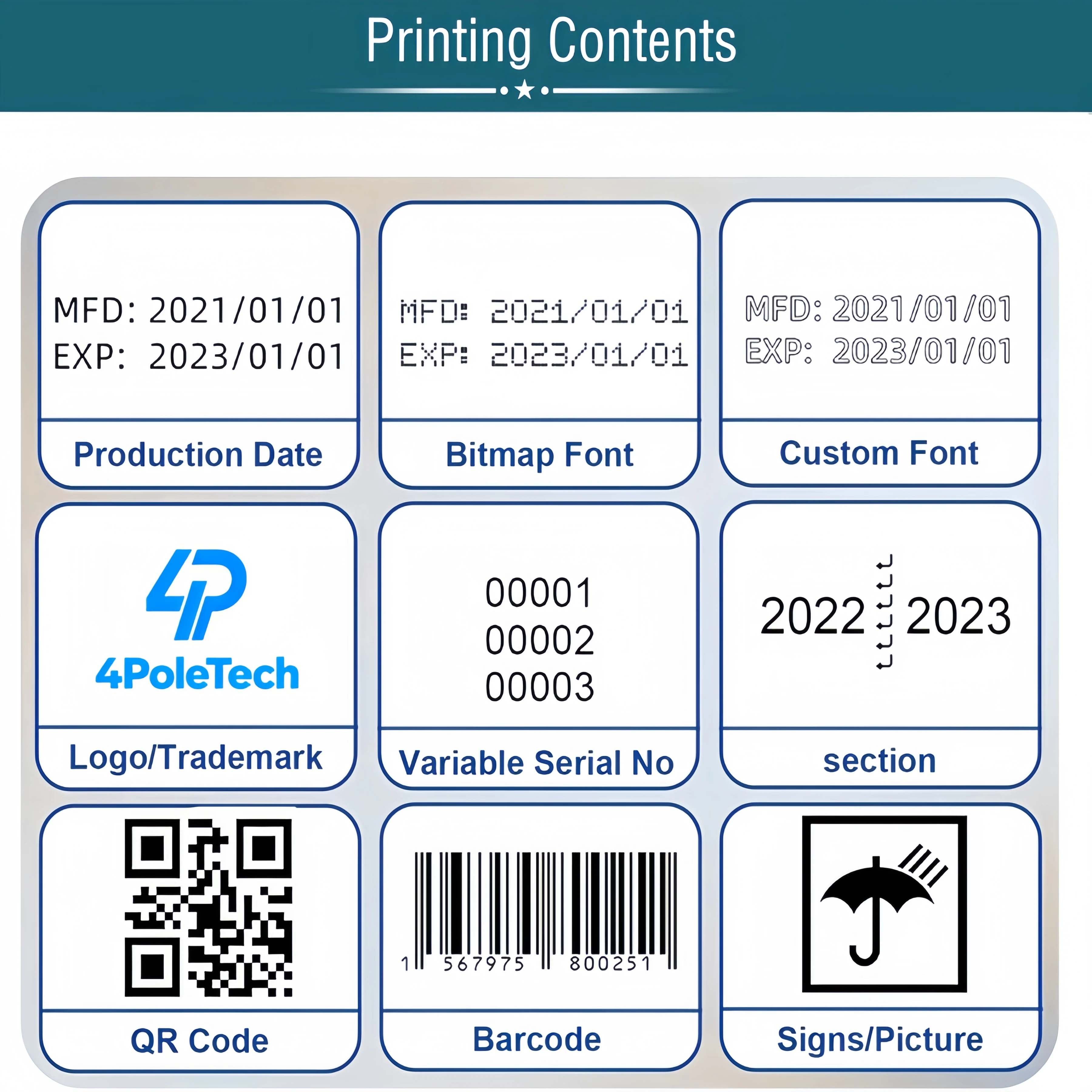 

Портативный принтер 4POLETECH для маркировки на складе: легкое нанесение партийных, QR- и штрих-кодов, автоматическая печать с функцией подсчета