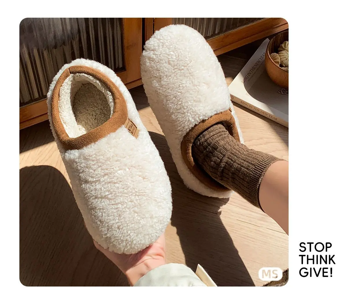 Günstige Pelz-Loafer für Herren, Slip-On Indoor Schlafzimmer-Hausschuhe, Unisex für Paare, Neuheit 2025, Warme Herren-Hausschuhe – Detail 11