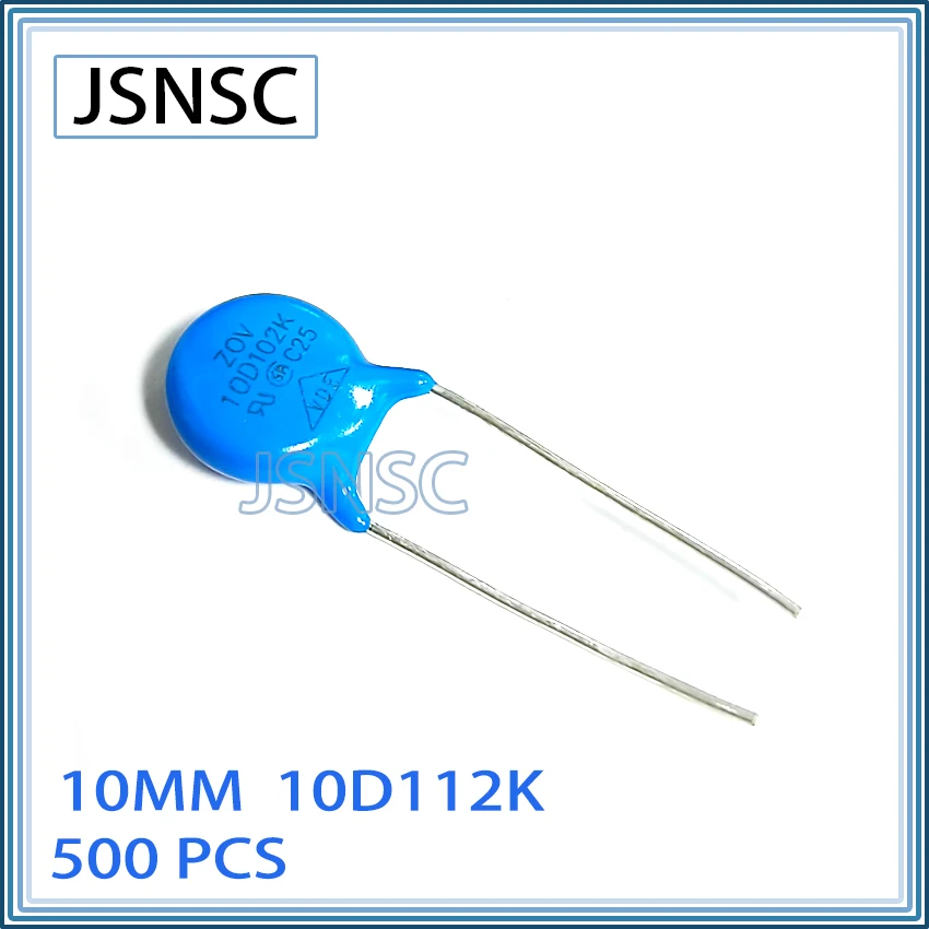 JSNSC Varistor resistor 500PCS 10D 10D112K 1.1KV 1100V 10MM DIP-2 ZOV piezoresistor