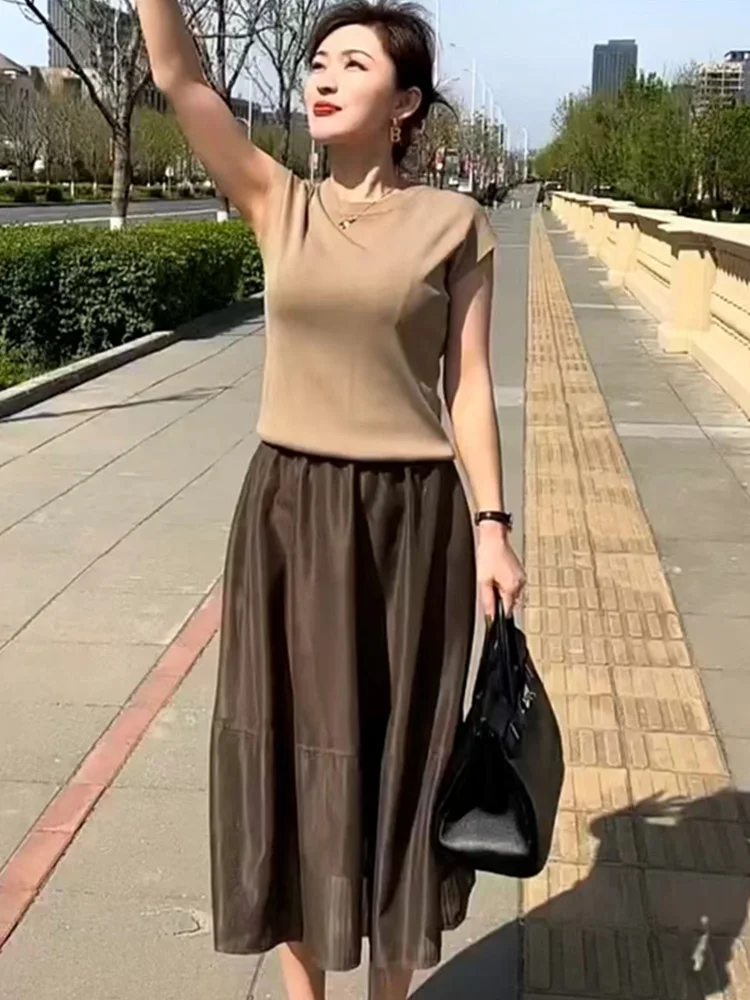 

Elegant Mesh Half Skirt Set Women's Fashionable Trendy Two-Piece Ensemble Age-Defying Ladylike Style Summer New Arrival