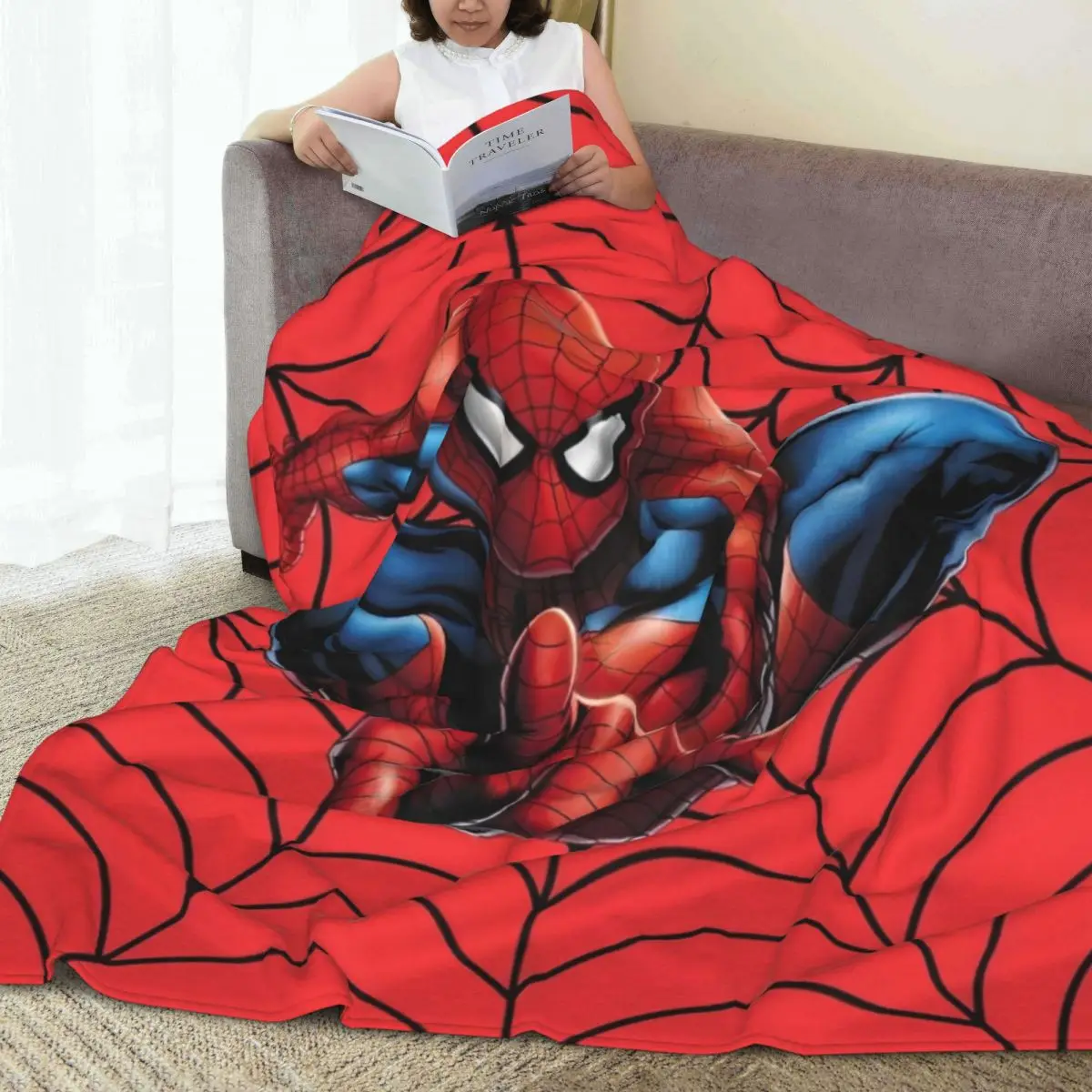 Warm Blankets Office Spider-Man American Cartoon Comic Throw Blanket Spider Man Flannel Bedspread For Home Decor Bed Cover