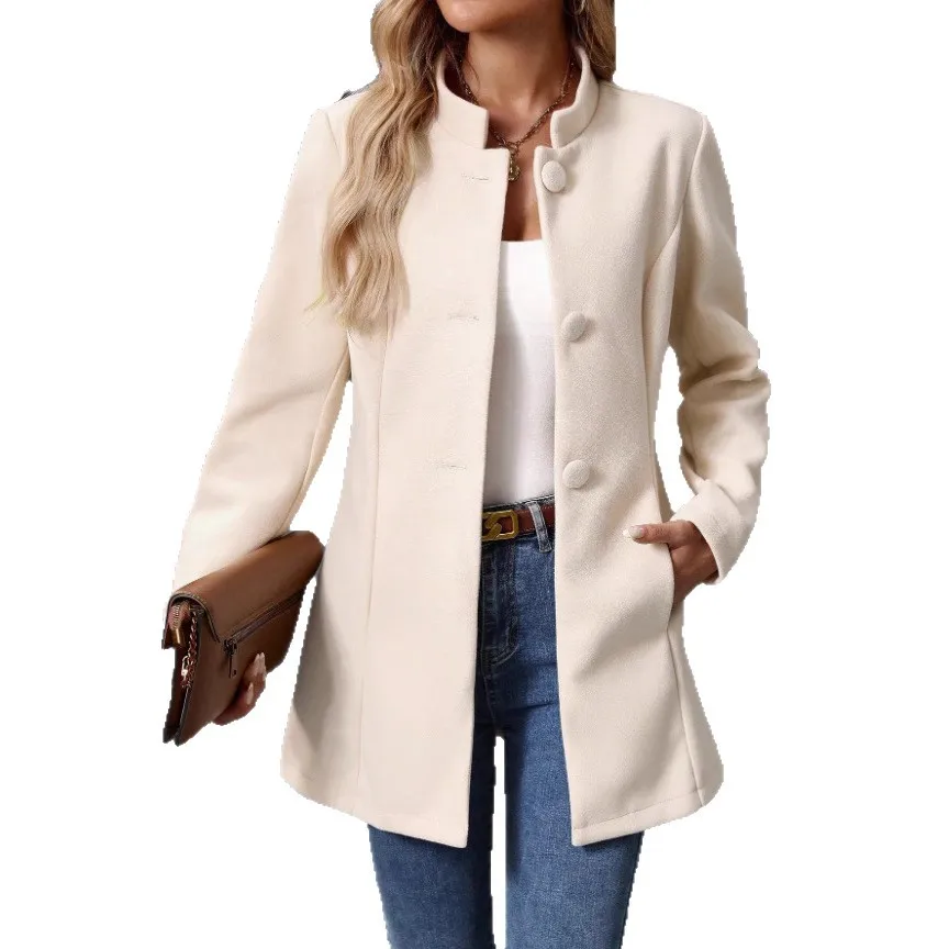 Women's Casual Turtleneck Long Woolen Coat 2025 Autumn and Winter New Coat
