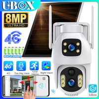Ubox Camera 4G LTE Solar Camera 4K 8MP Dual Screens Outdoor Surveillance Cameras PIR Human Detection Auto Tracking Night Vision