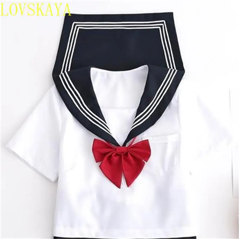 Student girl school uniform, girl navy blue clothing, women's sexy navy blue JK suit, sailor flower pleated skirt