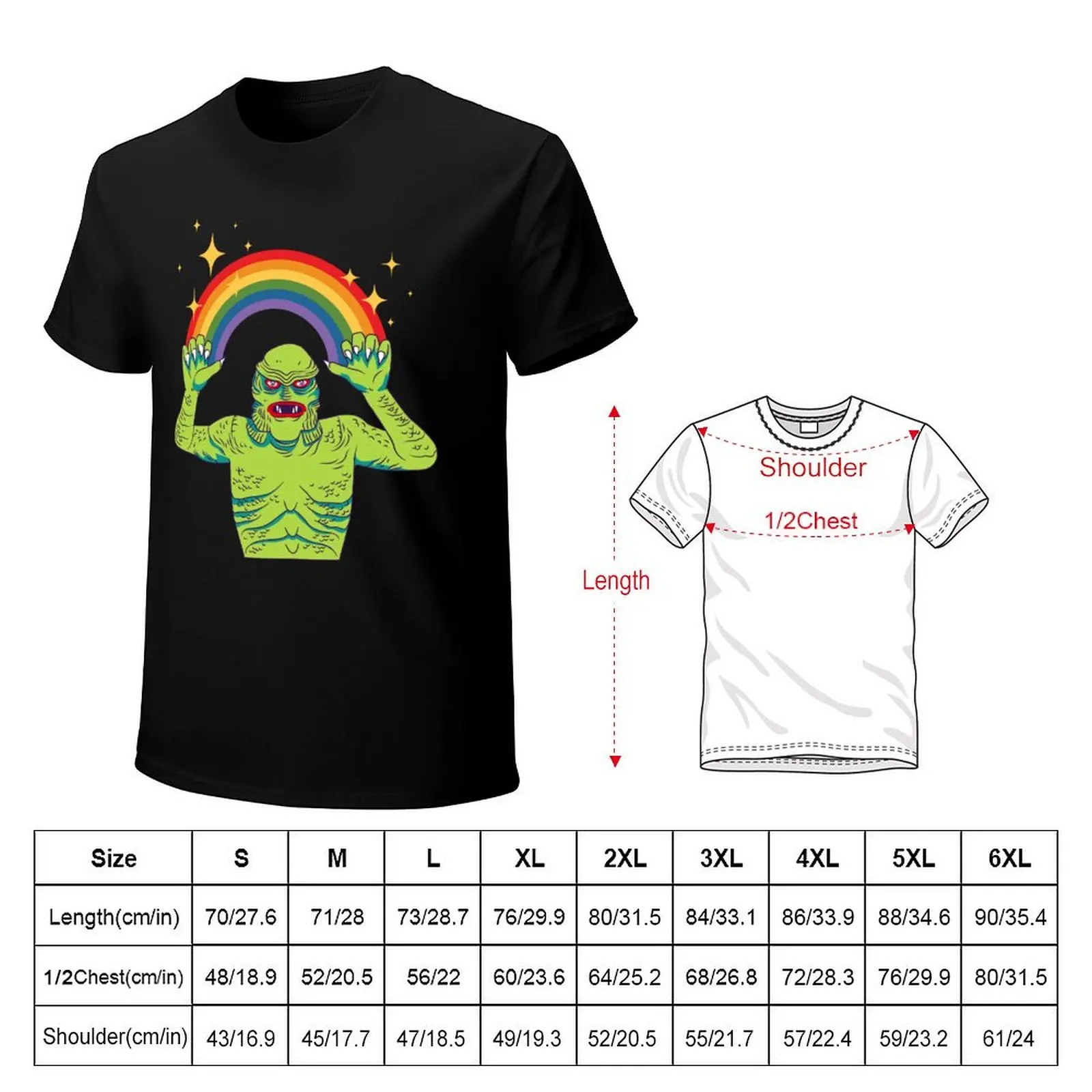 Creature from the Rainbow Lagoon T-Shirt Casual Graphic Print Tee