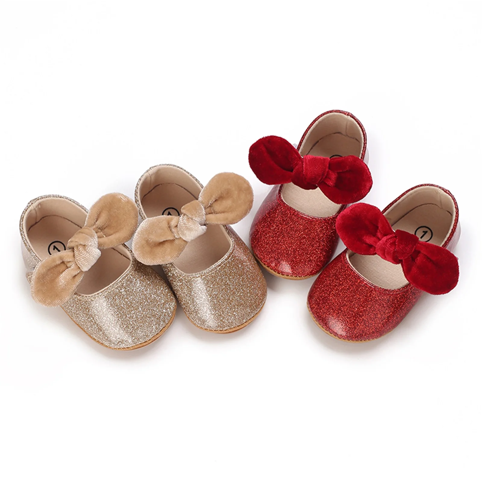 

Infant Baby Girl Premium PU Flats Bow First Walker Crib Shoes Casual Shoes for Party, Festival, Baby Shower