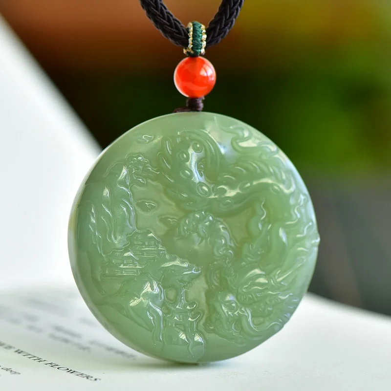 Exquisite Hetian Jade Auspicious Landscape Pendant, Ethnic Style, Fashionable and Versatile