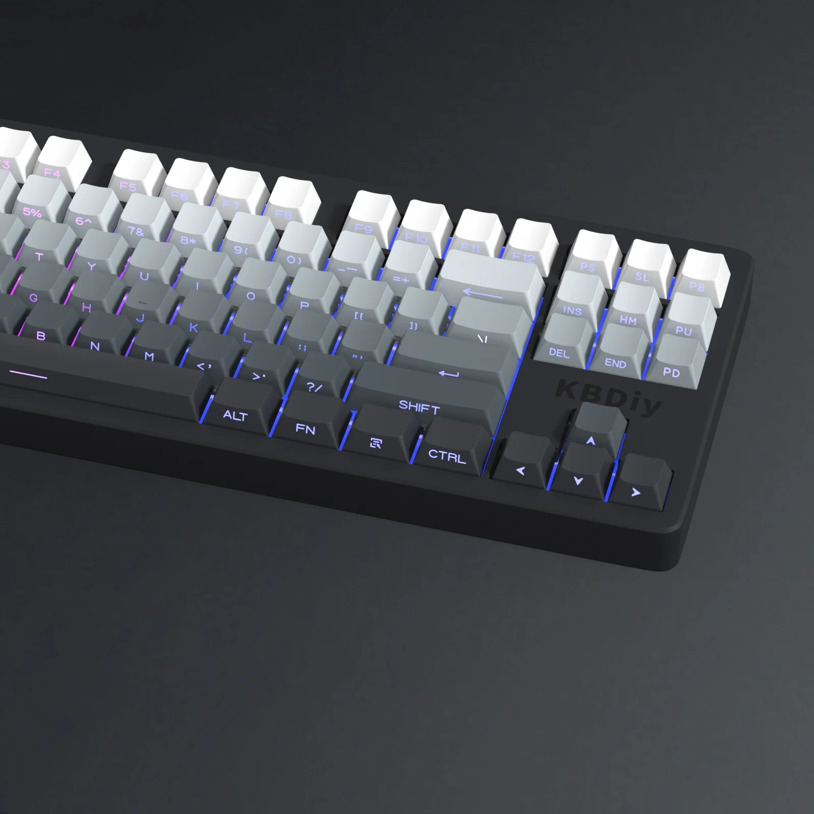 Imagem -04 - Kbdiy-pbt Keycaps para Jogos Mecânicos Gradiente Cinza Side Brilho Impresso Perfil de Cereja Double Shot Gmk67