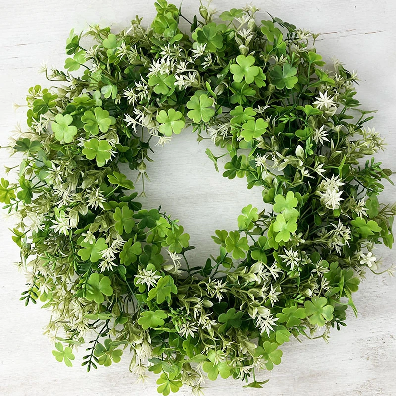 

Spring and Summer Simulation Wenxin Orchid Wreath Door Decorations Clover Wreath Hanging Door Ring for All Festivals