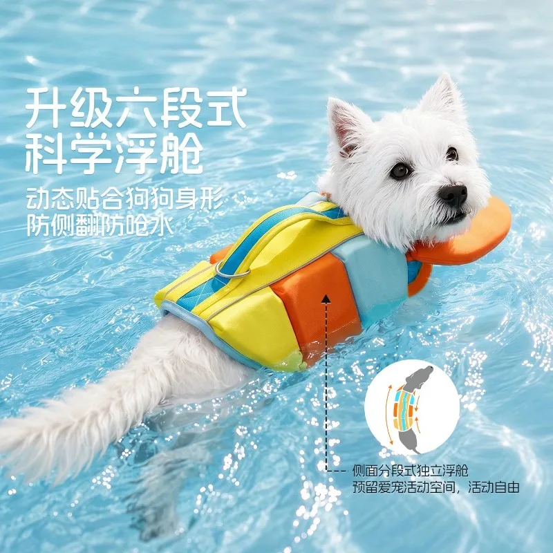 Dog Life Jacket Summer Pet Swimming Vest High Buoyancy Adjustable Outdoor Float Suit for Small Dogs Bichon