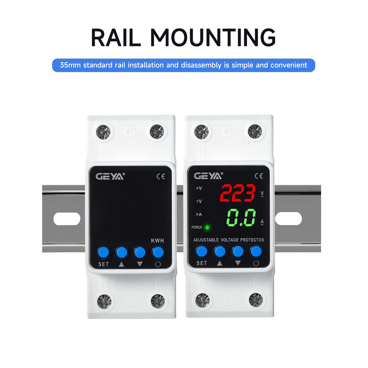 63A 220V Digital Dual Display Adjustable Over Voltage Current and Under Voltage Protective Device Self-resetting Protector Relay