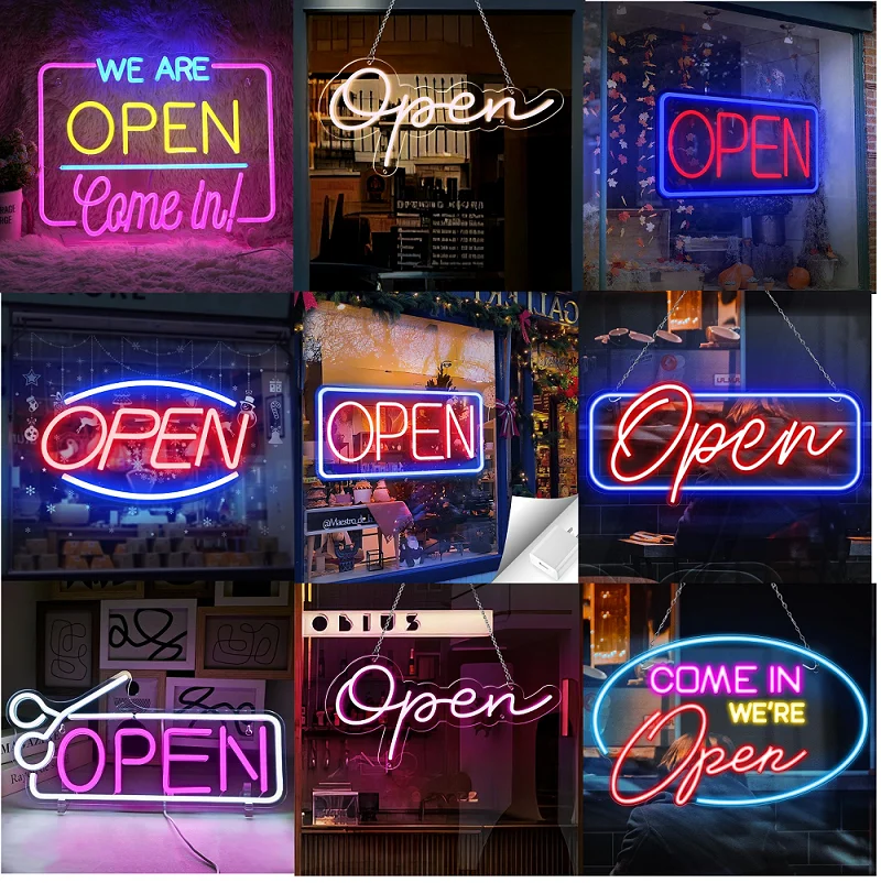 Open Neon Signs Bright LED Light High Visibility Advertisement Board Display Sign Walls Window Door Bar Shop Coffee Salon Store