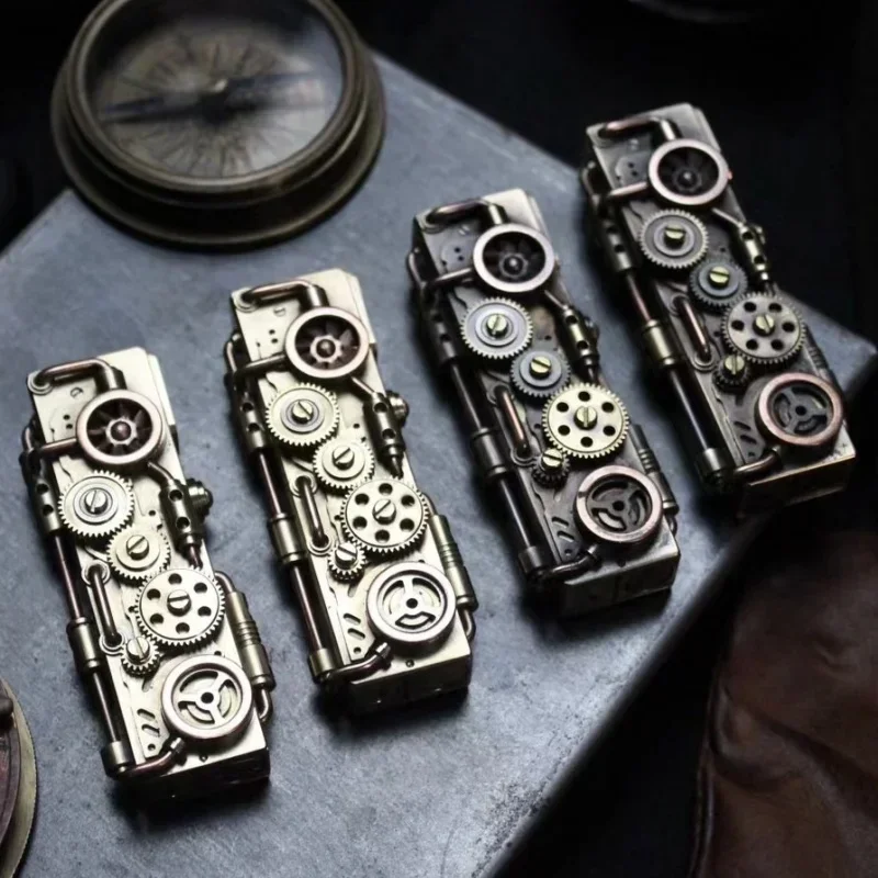 Imagem -03 - Lanzi Steampunk Isqueiro a Querosene Artesanal Ignição Automática Gadgets Criativos para Homens Bricolage Originais Novidades