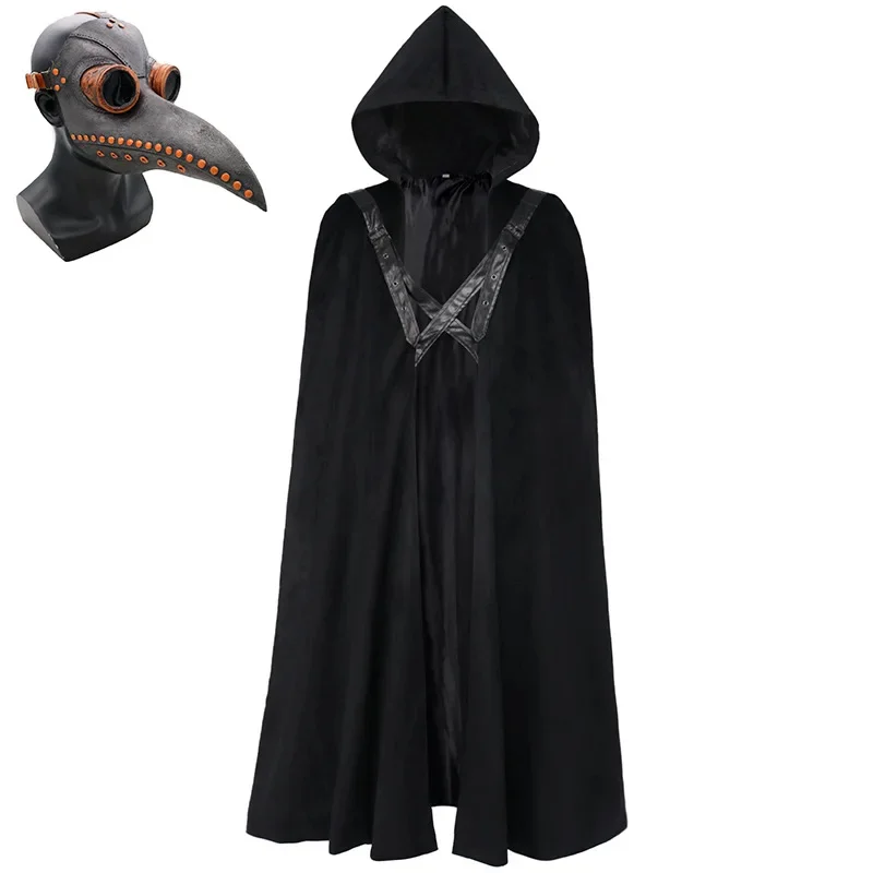 

MedievalMen Hooded Robe Cloak Coat Victorian Steampunk Gothic Cape Costume Cosplay Gothtc Halloween Carnival Stage Fancy Outfit