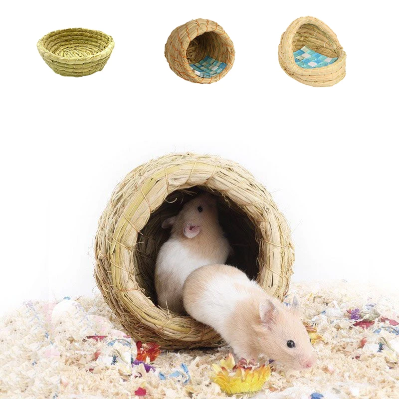 

Hamster Grass Nest Handwoven Breathable Guinea Pig House Small Animal Habitat Parrot Bird Nest Small Pet Bed Hamster Accessories