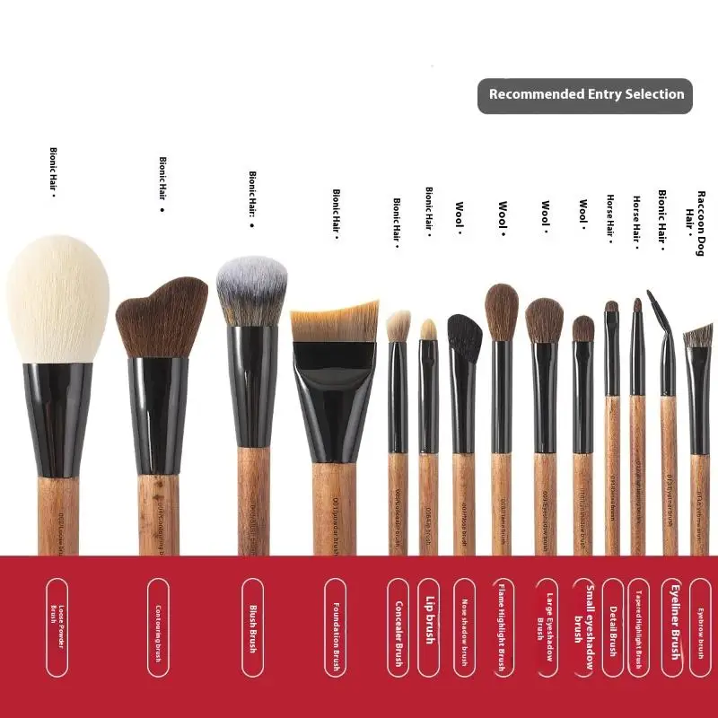 Pincéis de maquiagem de madeira natural, blush, iluminador em pó, pincel de maquiagem, corretivo de olhos, precisão, ferramenta cosmética profissional