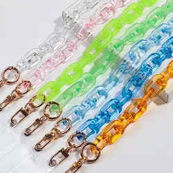 New 120cm Transparent Acrylic Long Bevel Mobile Phone Lanyard Chain Cellphone Strap Necklace Accessories Women Jewelry Gifts