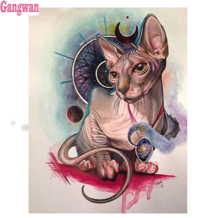 sphynx cat pattern 5d diamond embroidery square/round stone diamond painting cross stitch mosaic diamond picture home decoration