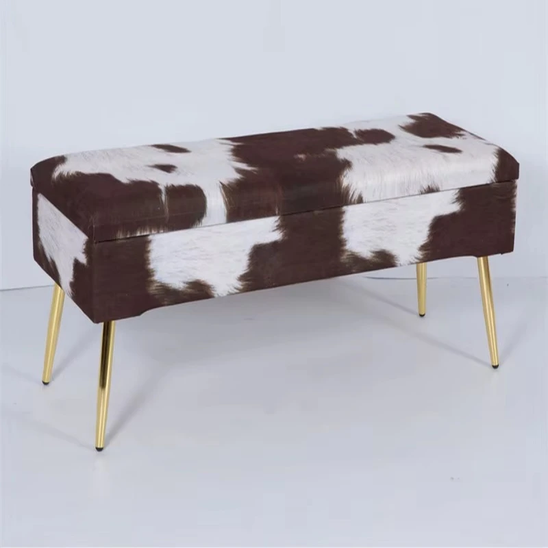 

Living room modern design wooden storage bench ottoman covered with polyurethane