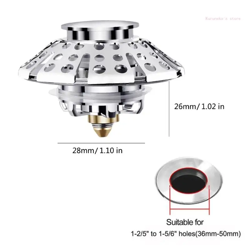 Bath Drain Plug with Hair Strainer Bath Drain Stopper for Standard Bathtubs Holes
