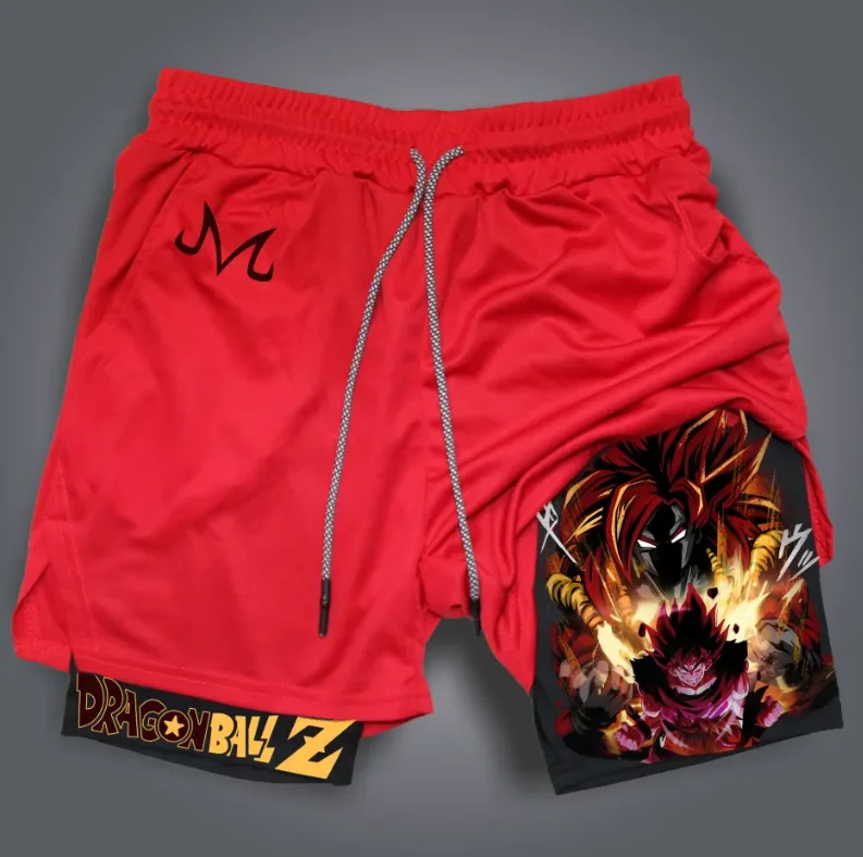 شورت مطبوع بطبقات مزدوجة من Dragon Ball، سراويل GOKU الأمريكية الرياضية، مريحة وعصرية للرجال فضفاضة وقابلة للتنفس #1