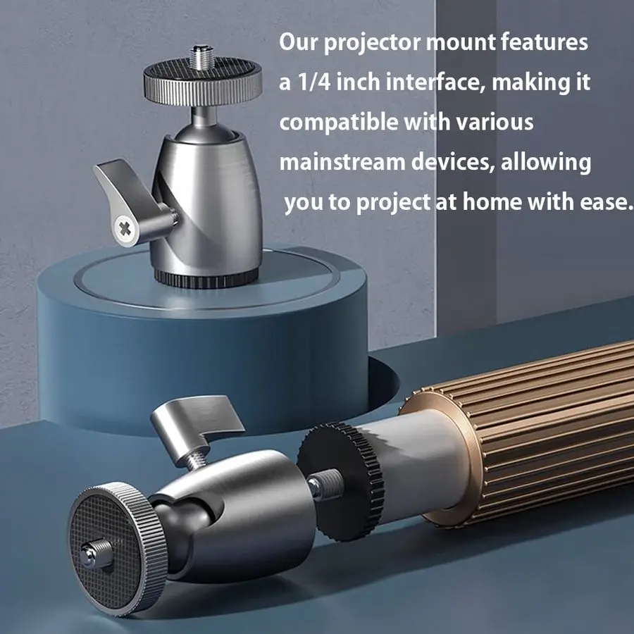 Suporte de projetor com base de metal estável, extensão flexível e ajuste de ângulo, gerenciamento de cabos, interface de 1/4 polegadas ideal para