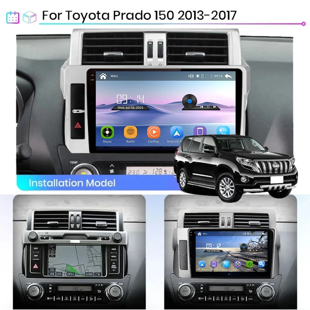 Upgrade For Toyota Land Cruiser Prado 150 TX 2014-2017 Wireless Carplay Car Multimedia Player Modify Touch Screen Android Auto
