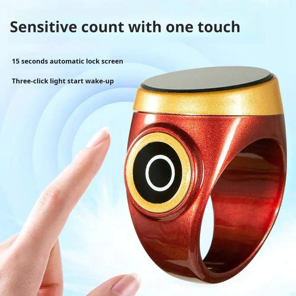 Electronic Counter Clicker Waterproof Button Tally Ring Digital Display Rechargeable Time Reminder Finger Counter Ring