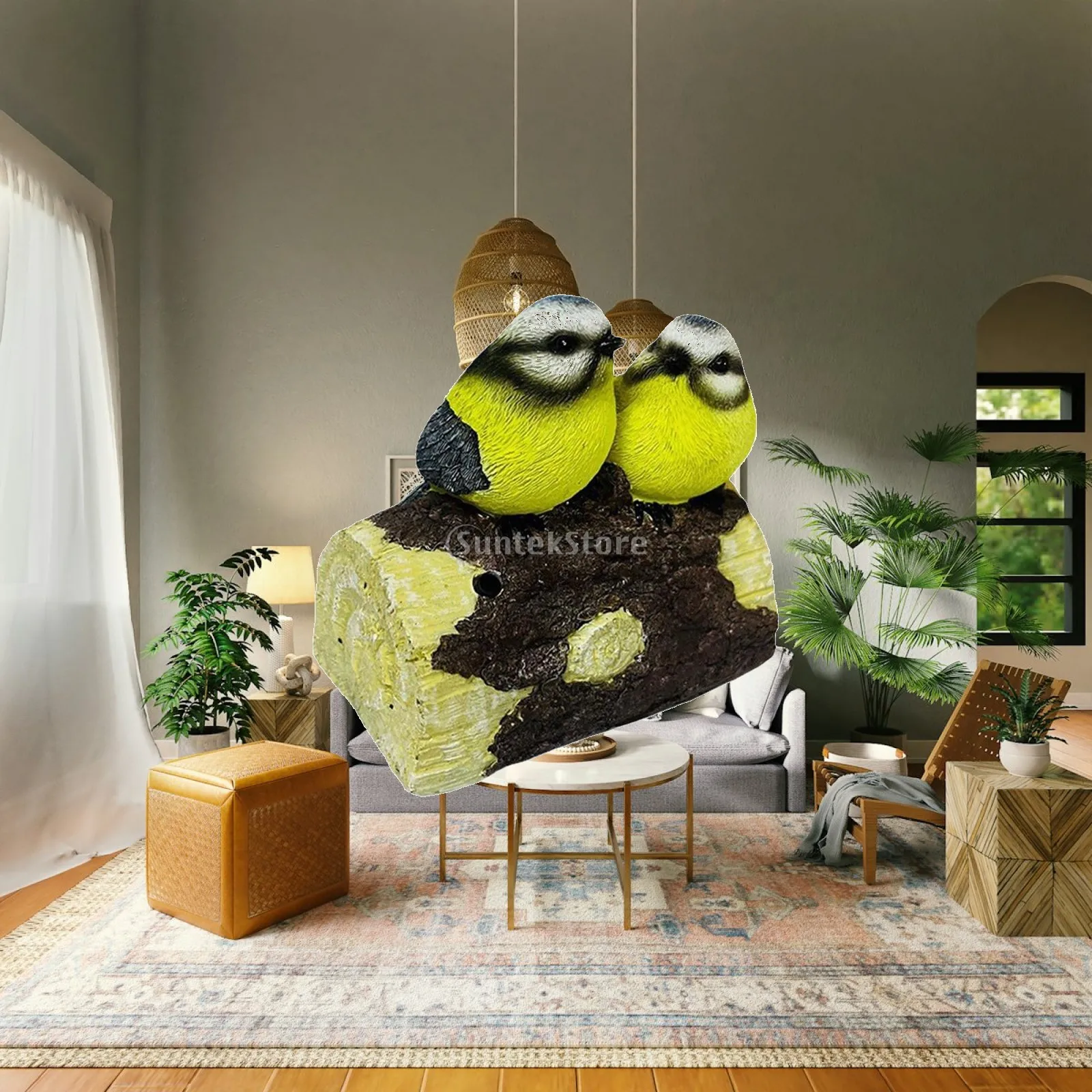 Bird Statue, Bird Figurine Simulation Collection Handicraft LED Bird Ornament