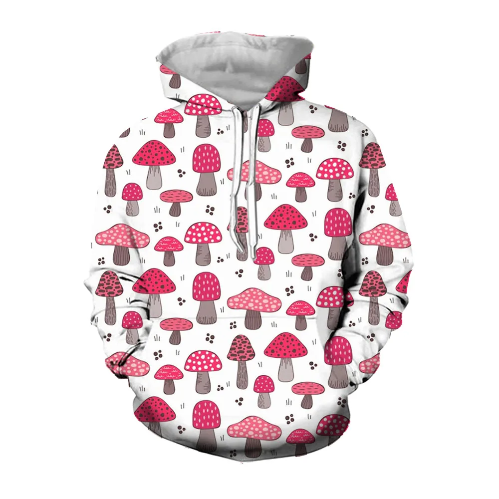 Jumeast 3D Mushroom Plant Printed Floral Graphic Hoodies Cottagecore Long Sleeve Hoody Oversized Young Man Clothes Streetwear