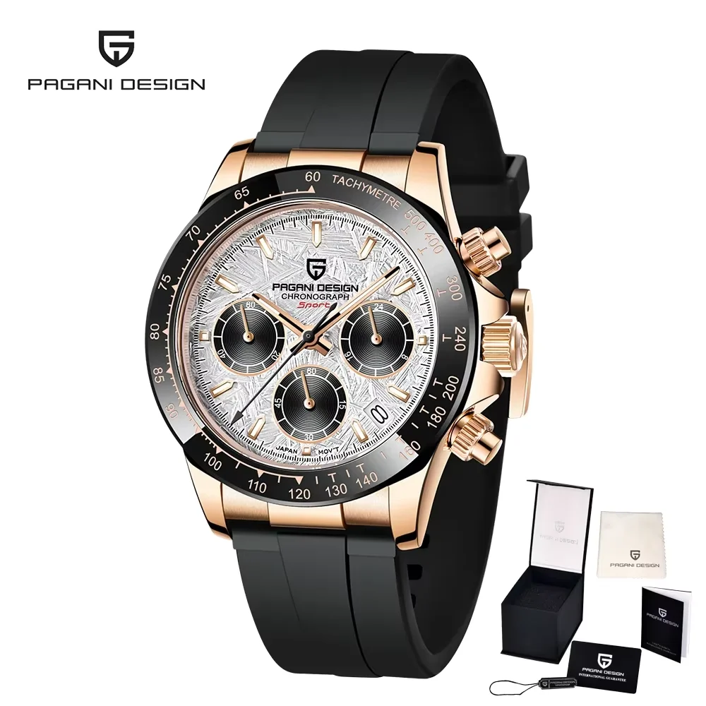 Pagani Design PD-1664 Men's Quartz Wristwatch 2026 Meteorite Dial 100M Water Resistant Sapphire Glass Chronograph Fashion Watch