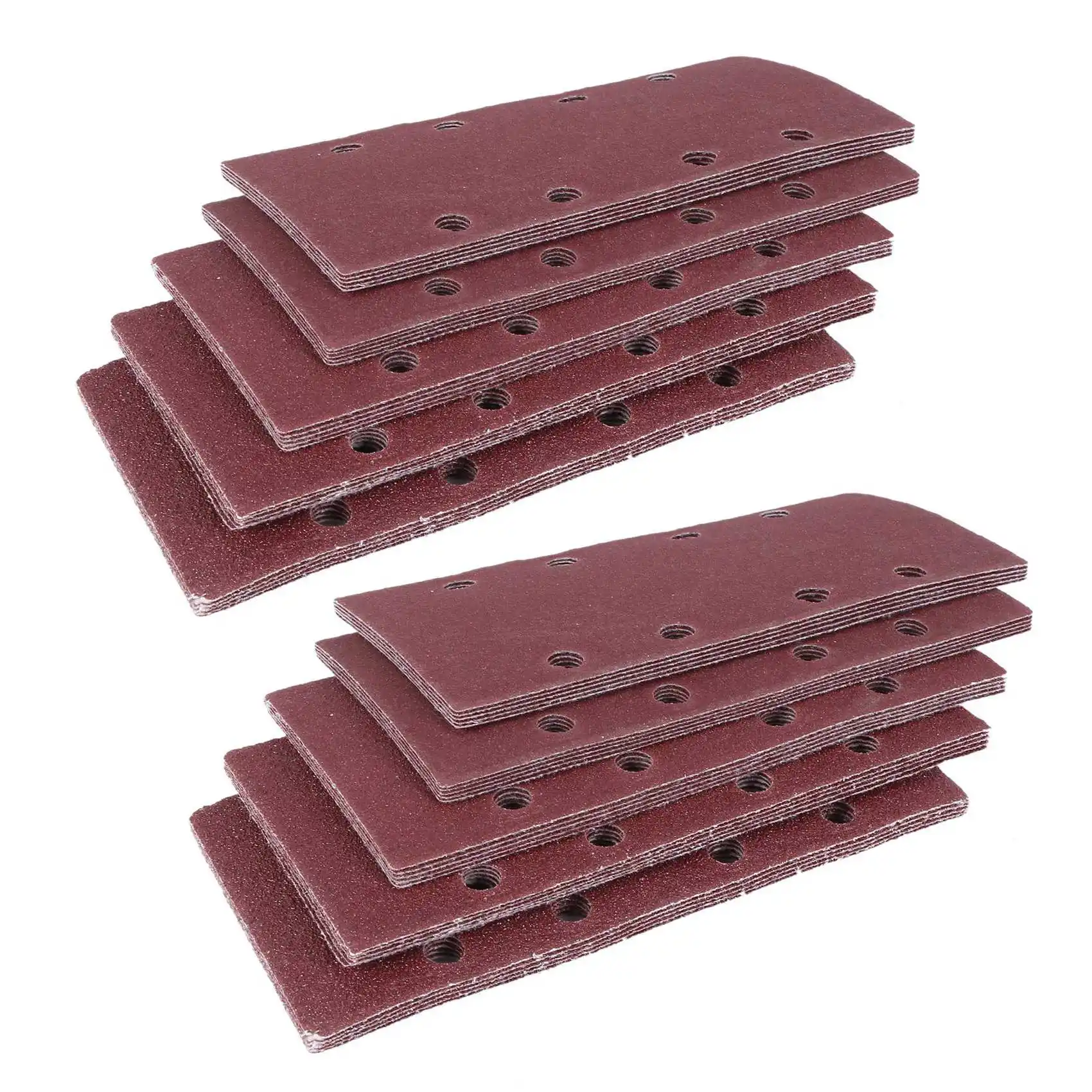 50 Pcs Sanding Pads,Sanding Paper Hook And Loop Sand Sheet 93X185mm Punched 8 Holes Grits 40/60/80/120-ABQU