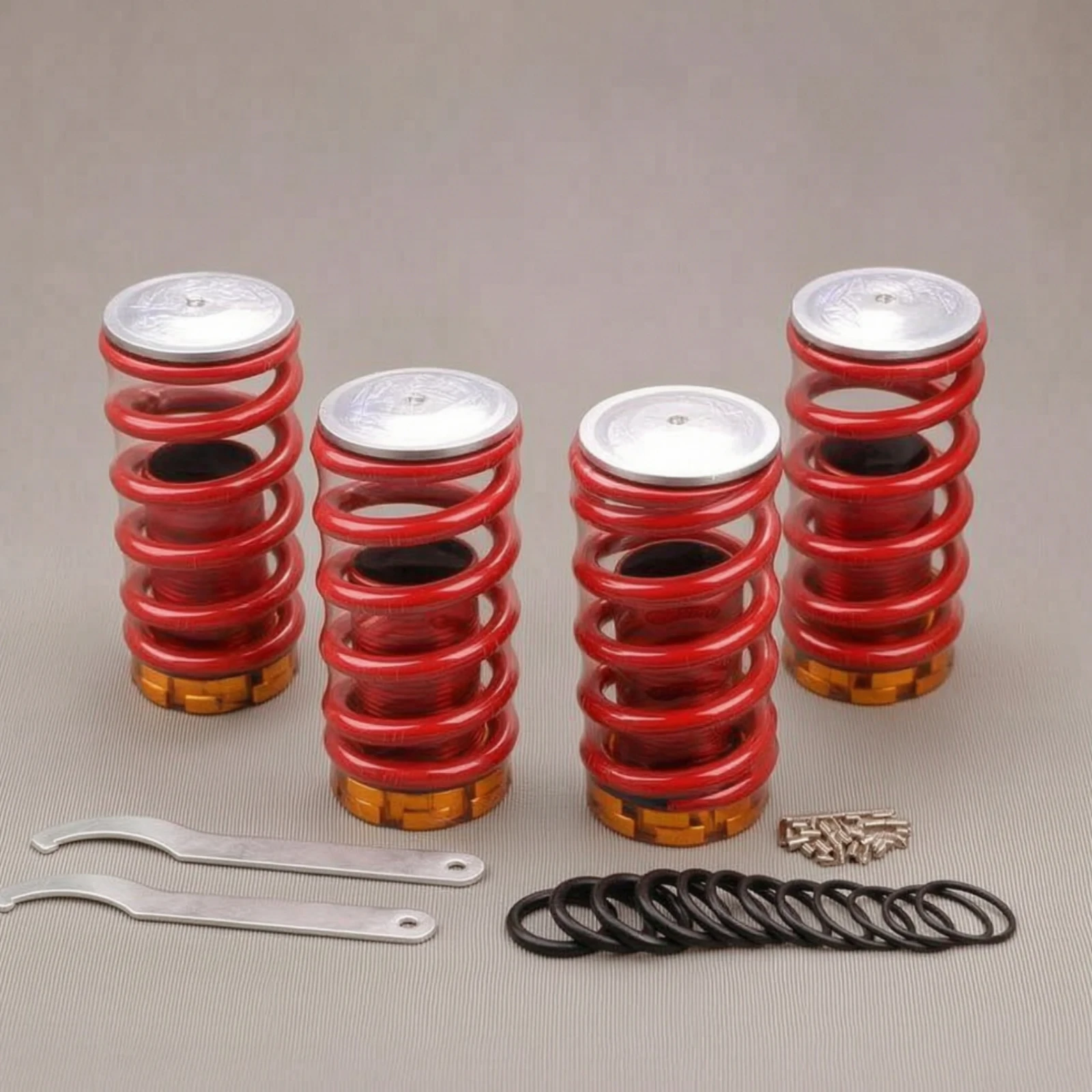 4 Pieces Spring Spring Kit Adjustable Coilover Kit with Wrenches Springs Performance Aggressive Stance for Tuner Drivers