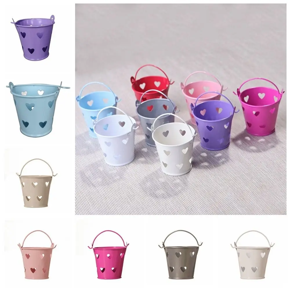 Mini Hollow Heart Small Iron Bucket Candy Toy Storage Bucket Gardening Wedding Birthday Party Gift Decoration Fashion