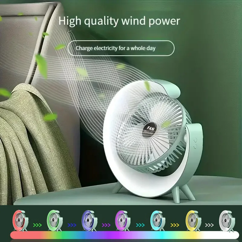 Led Multi-Color Desktop Fan Usb Oplaadbare 3 Snelheden Intelligente Aanpassing Van Grote Lucht Volume Zomer Camping Fans Voor Xiaomi