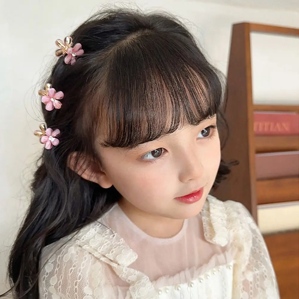 Adorable Headdress Artificial Crystal Lovely Metal Hairpin Flower Hair Claw Korean Style Bangs Clip Kids Small Hair Clip