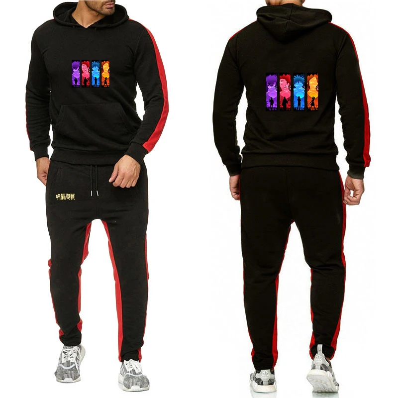 Jujutsu Kaisen 2025 Men New High Quality Hoodies+Casual Sweatpants Set Gojo Satoru Spring Autumn Solid Color Suit