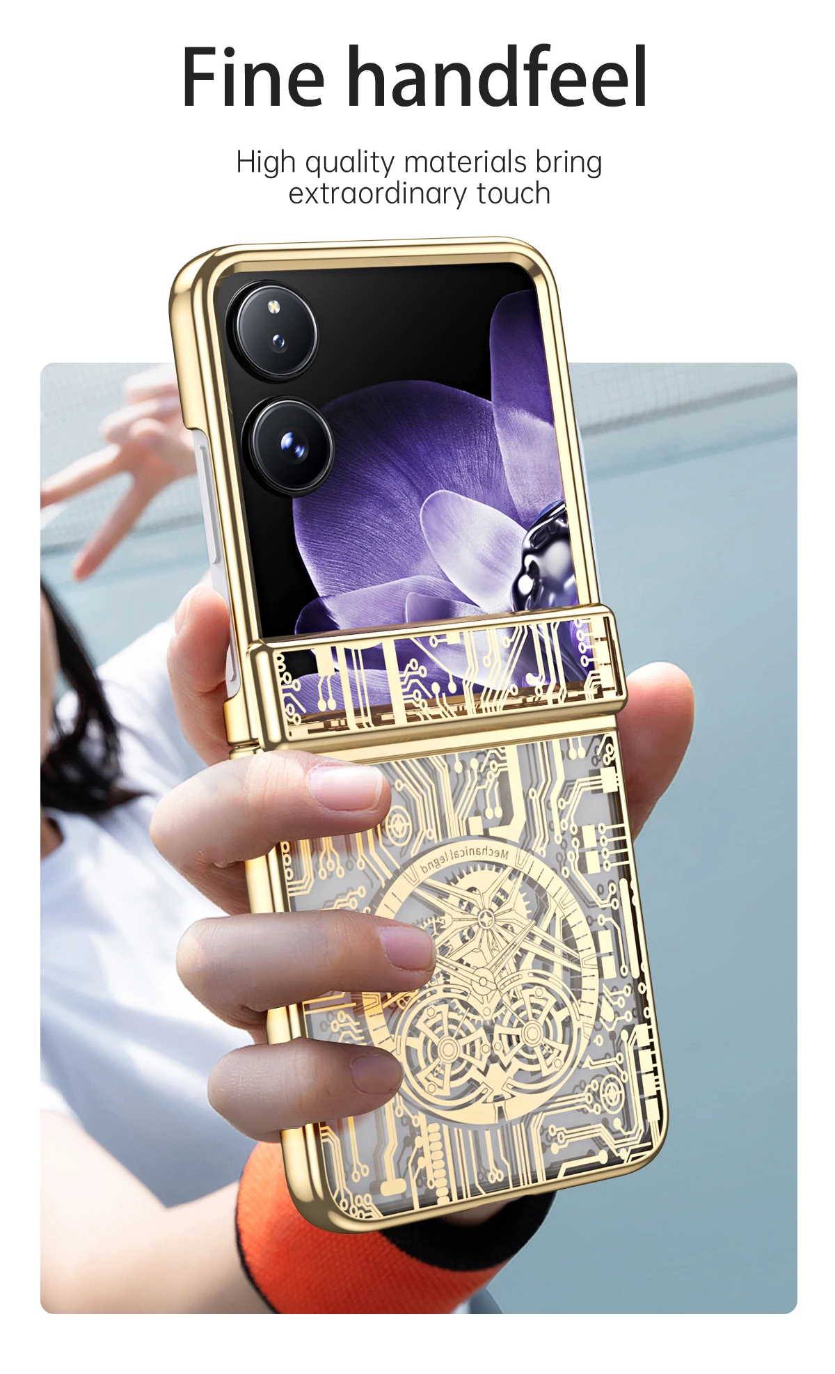 Case For Xiaomi Mix Flip Mechanical Design Premium Texture Electroplated Shell Full Hinge Anti-scratch Anti-drop Cover