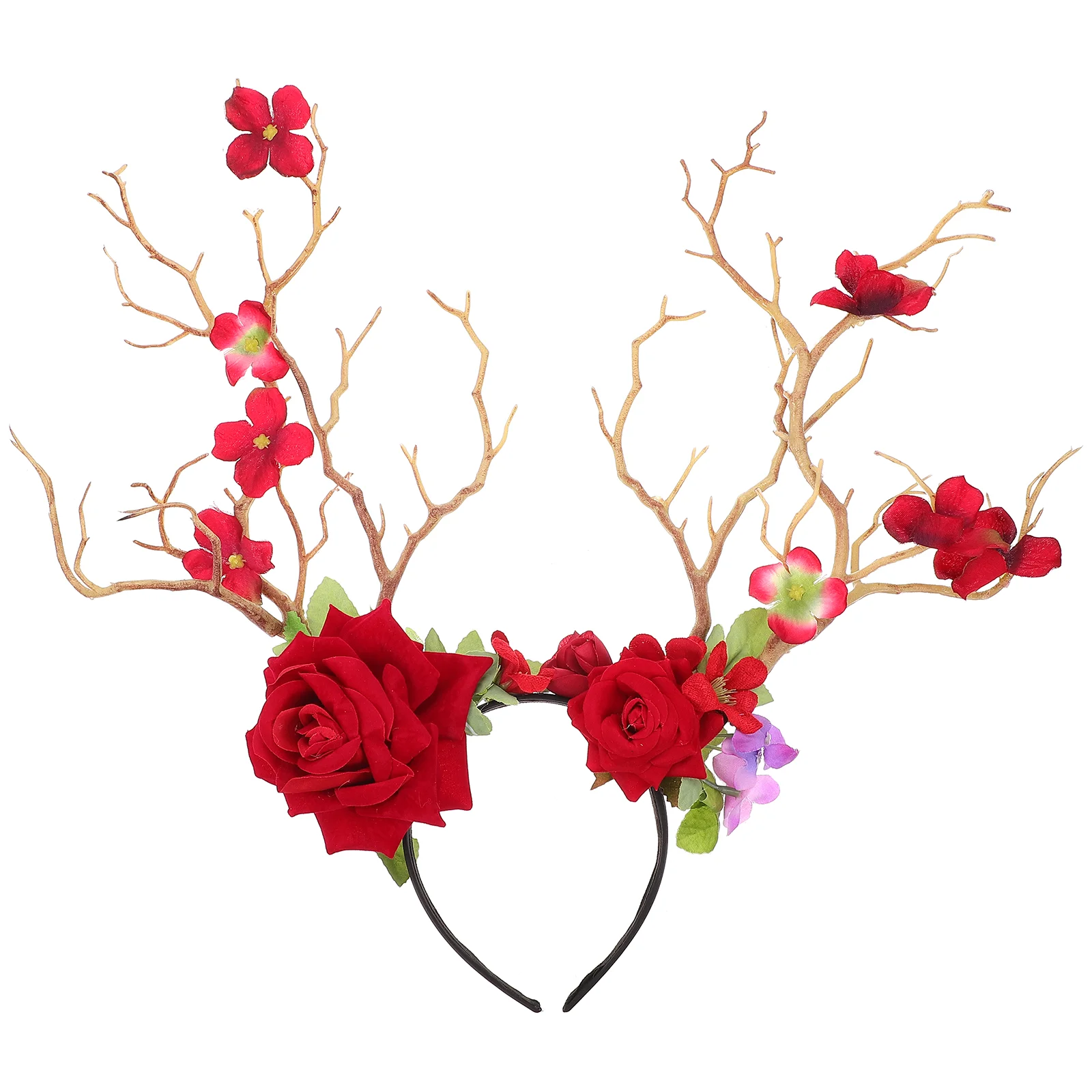 Christmas Tree Branch Headband Big Antler Modeling Party Headdress Deer Hair