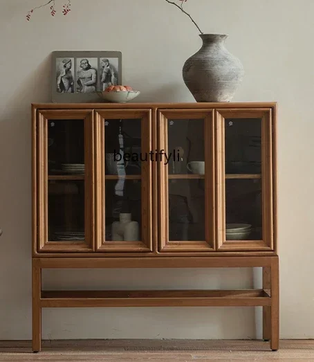 

pg46Retro style living room dining side cabinet all solid wood bookcase display storage locker