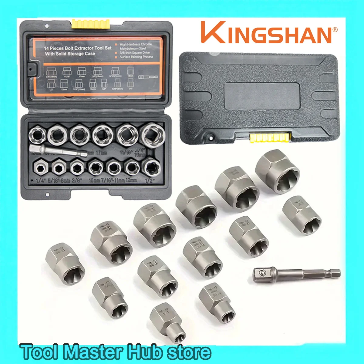

Набор для извлечения поврежденных/потерянных/угонных/поврежденных винтов и гаек KINGSHAN, 14 предметов, шестигранный инструмент для демонтажа