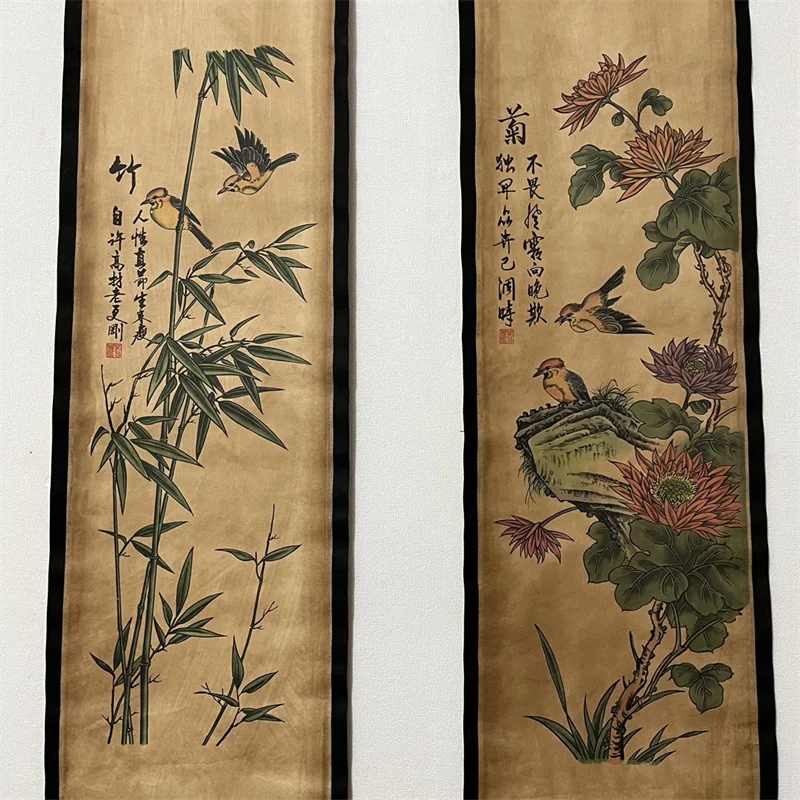 Chinese Celebrity Zheng Banqiao's  Painting - Traditional Four Screen Scroll Decorative Artwork for Home Or Office collectibles
