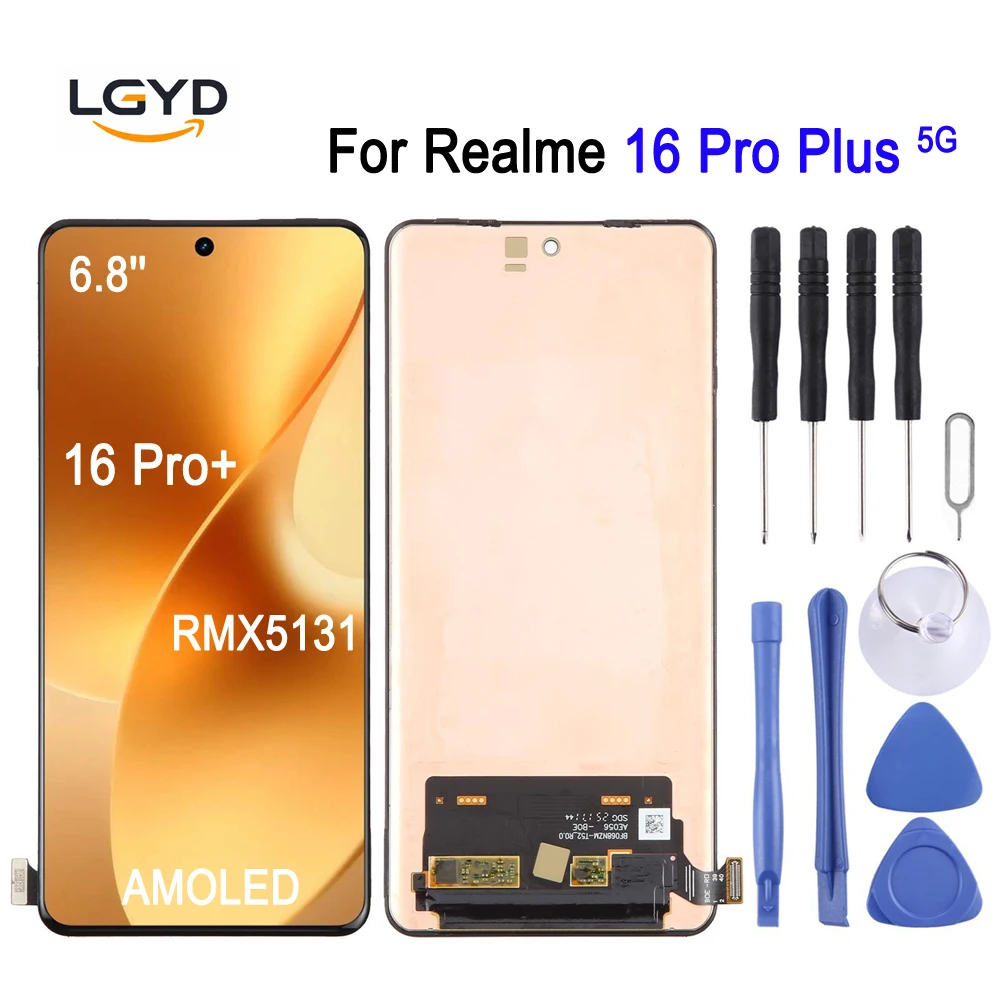 6.8-inch RMX5131 AMOLED Screen For Realme 16 Pro Plus 5G, RMX5131 Phone Display Touch Screen Repair Replacement Spare Part