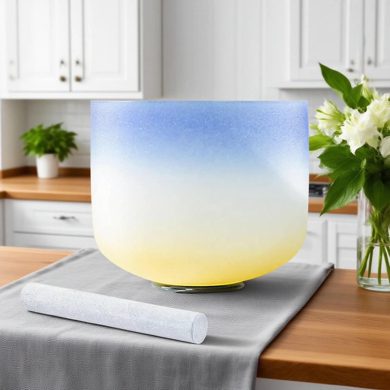 

Hye-eun 8-дюймовая поющая чаша с матовым кварцевым кристаллом 432 Гц/440 Гц для йоги, медитации, звукового исцеления