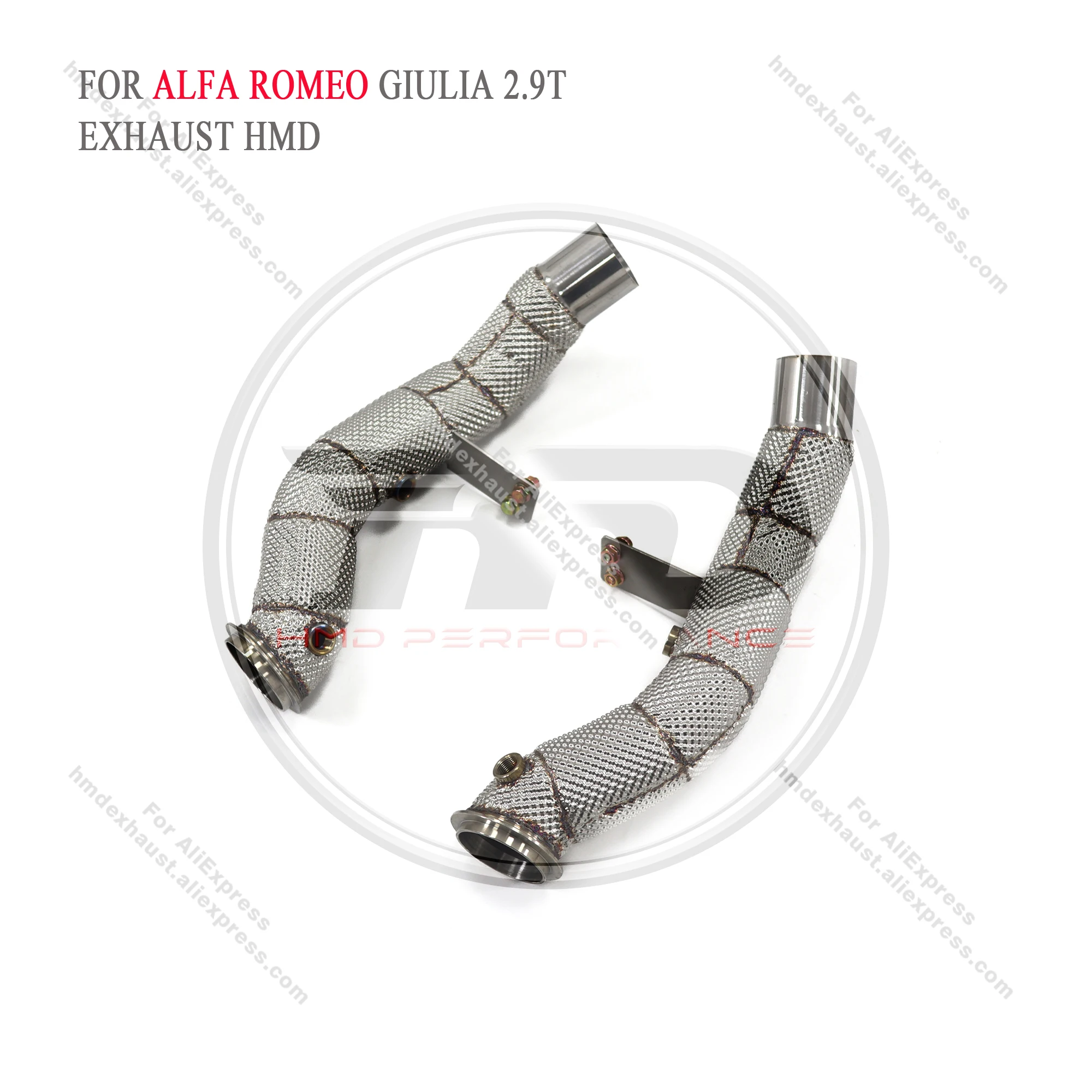 HMD Exhaust System Stainless Steel Performance Downpipe for Alfa Romeo Giulia Stelvio 2.9T With Heat Shield Pipe