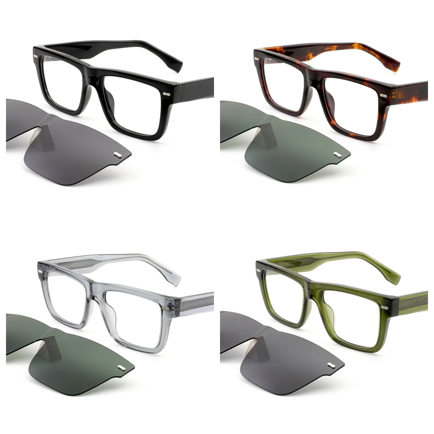 

A-Soal 4701 Unisex Magnetic Sunglasses Set Polarized Lens Outdoor Travel Acetate Frame Fashion Sun Glasses for Daily Wear