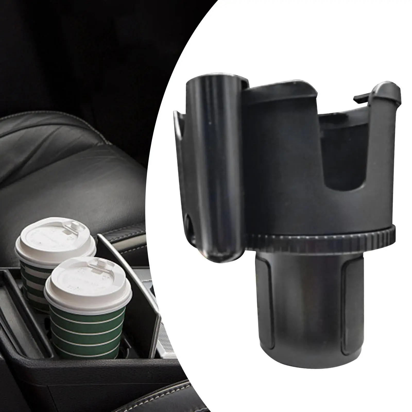 Generic Car Cup Holder Expander Auto Interior Parts Black with Phone Holder