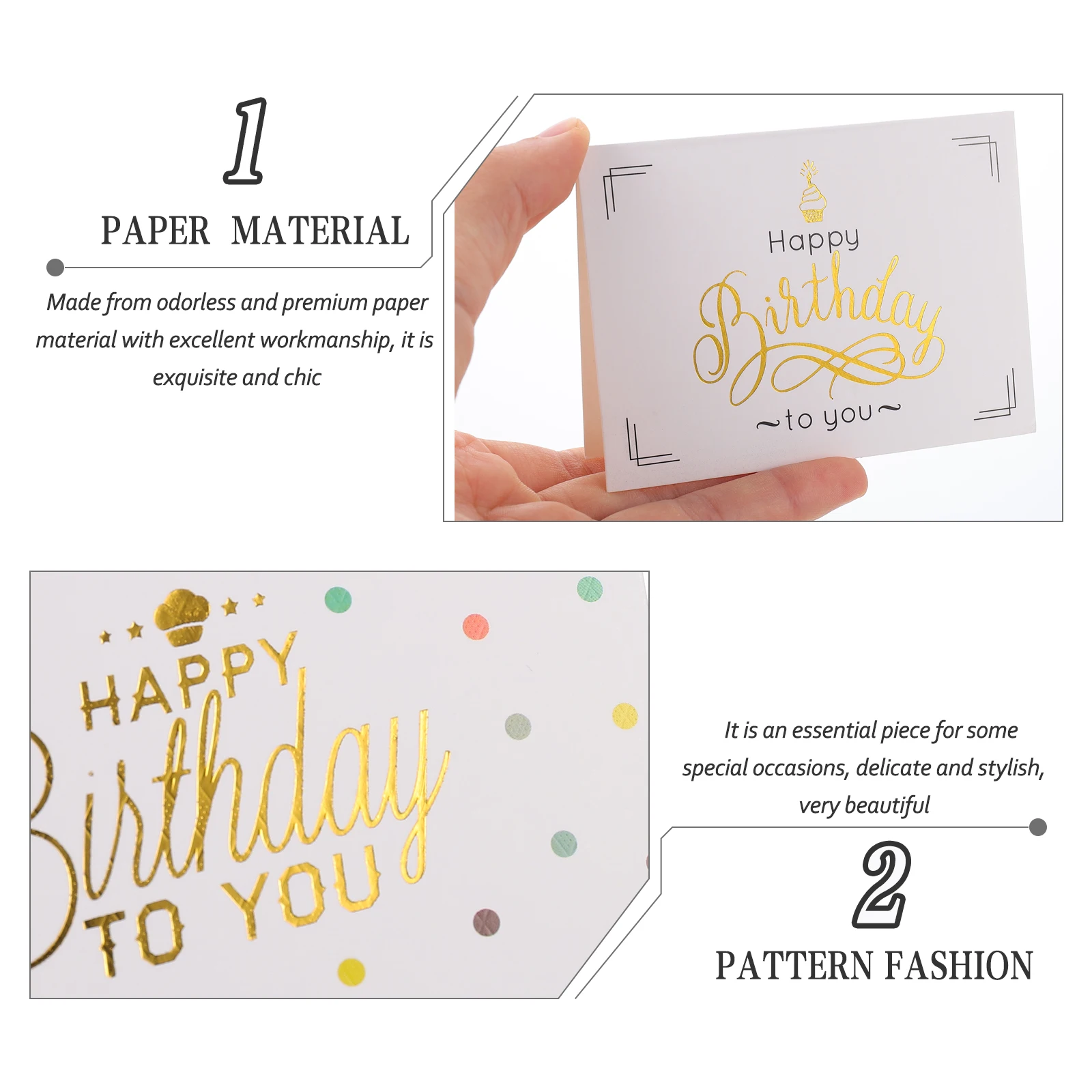 

60 Pcs Gold-stitching Greeting Card Happy Birthday Cards Bulk Flowers Funny