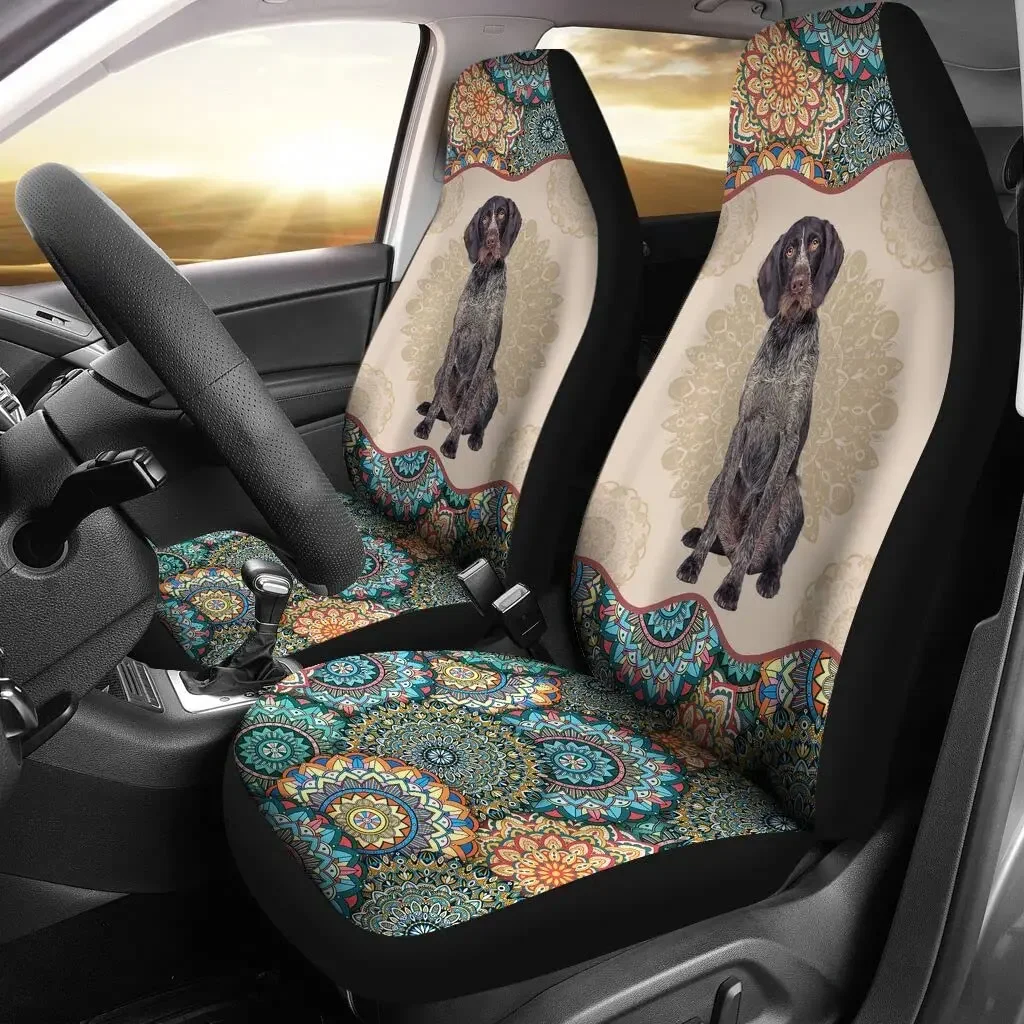 German Shorthaired Pointer Dog Print Car Seat Covers 2pcs Interior Accessories Printing Dirt Resistant Protective Seat Covers