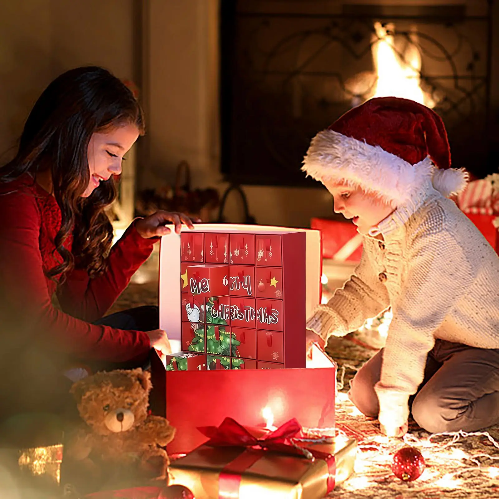 Work Timer 24 Pairs Christmas Socks Advent Calendar Christmas Socks Bulk 24 Days Countdown Box 2 Minute Sand Timer Brush Teeth